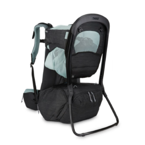 Porte bébé de randonnée Thule Sapling noir et turquoise de dos - myromys