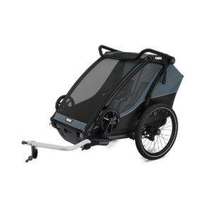 Remorque vélo Thule Chariot Cab ardoise attachée à un vélo - myromys